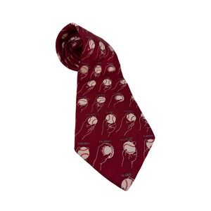 Josh Bach Mens Baseball Pitching‎ Grips Silk Tie Burgundy Red Novelty Sports